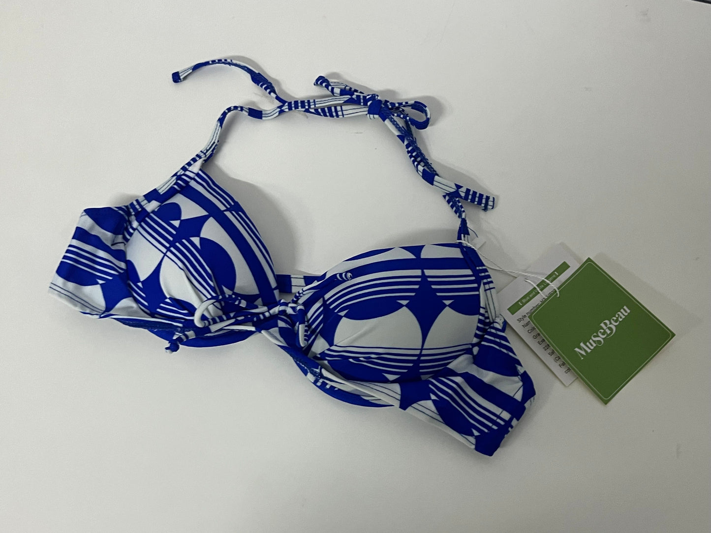 MuseBeau Bras - Breathable Geometric Halter Bra with Adjustable