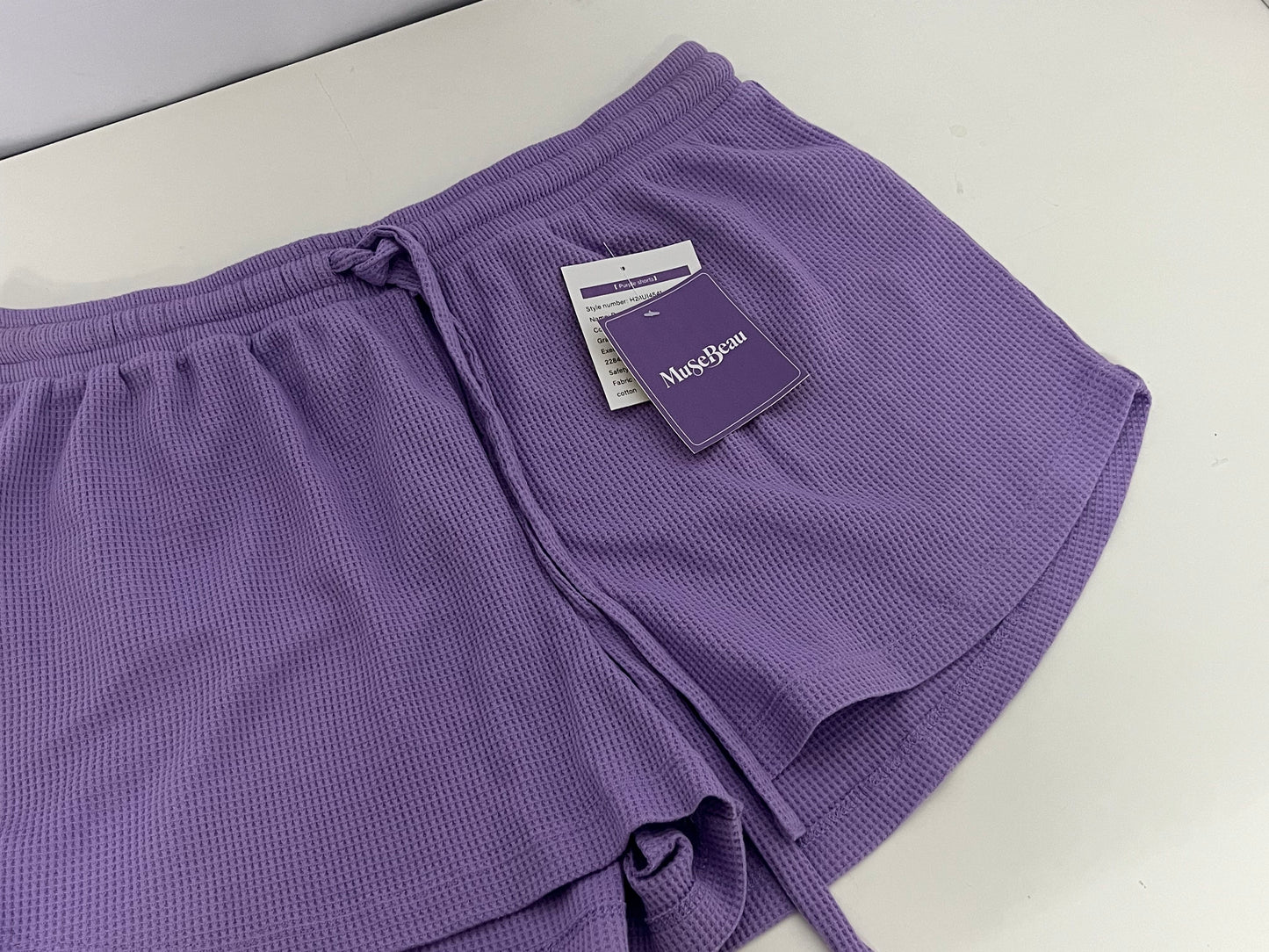MuseBeau Pants - Adjustable Drawstring Purple Casual Shorts for Summer