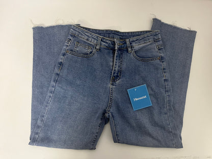 Musecret Medium Blue Washed Straight-Leg Jeans - Comfort Stretch Cotton Blend Denim for Daily Wear