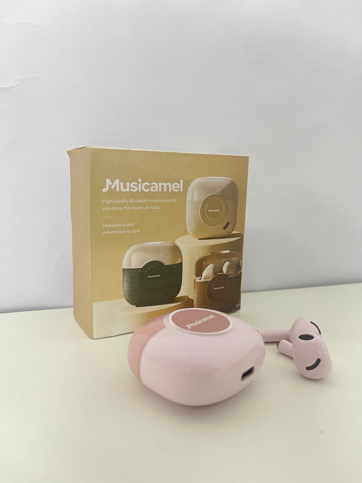Musicamel Soft Pink True Wireless Bluetooth Headphones Exquisite & Portable Immersive Audio Item