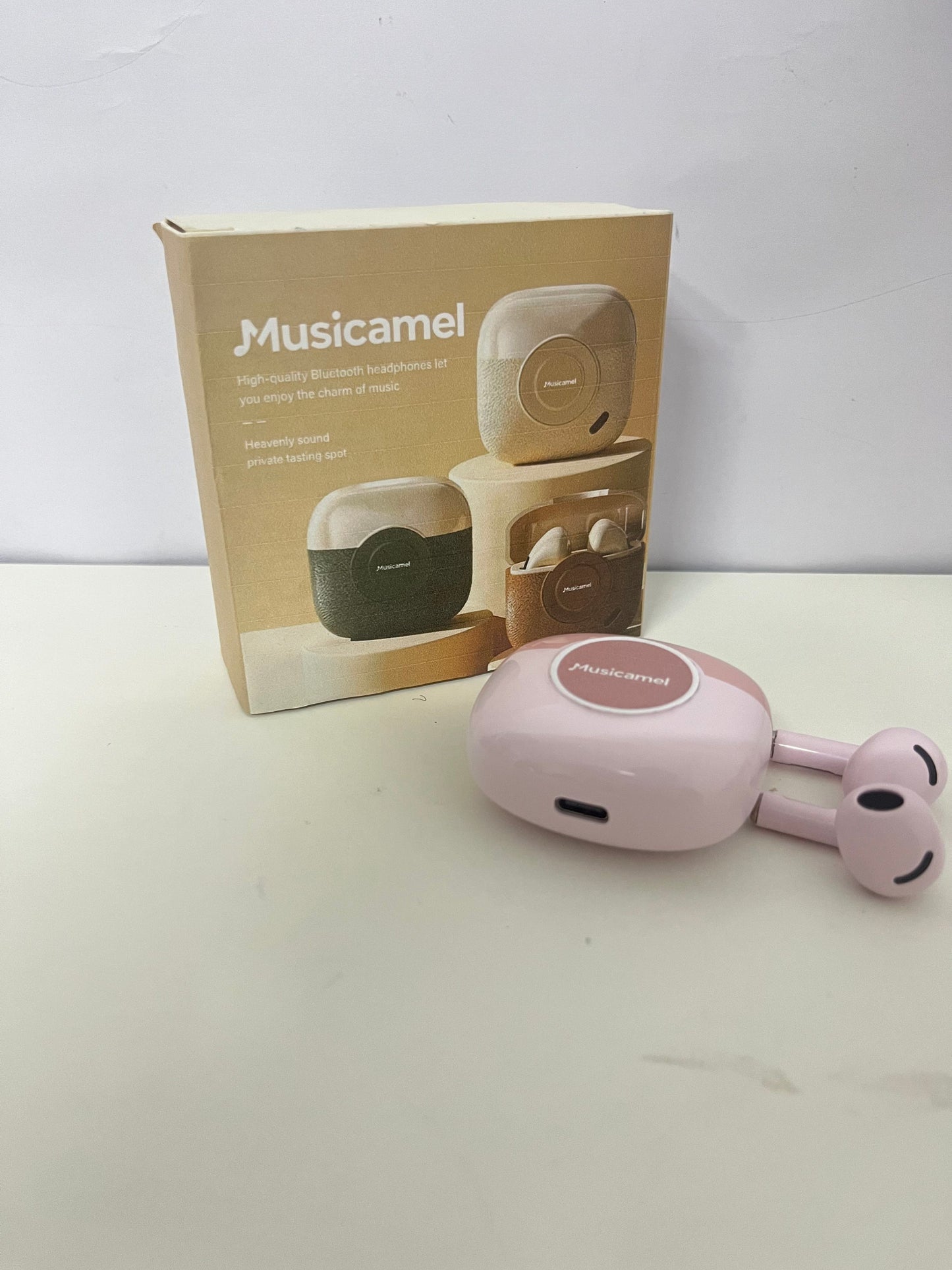 Musicamel Soft Pink True Wireless Bluetooth Headphones Exquisite & Portable Immersive Audio Item