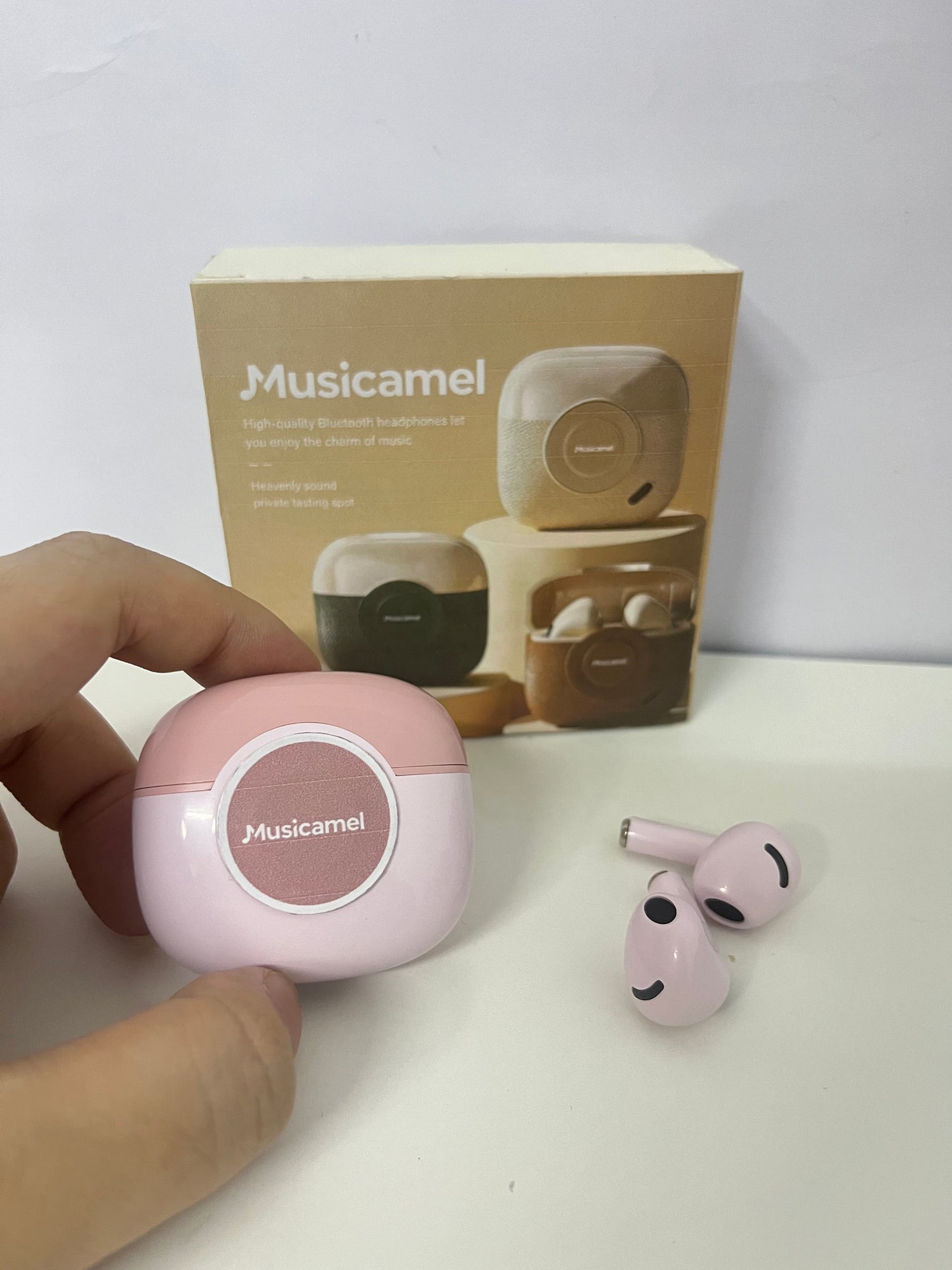 Musicamel Soft Pink True Wireless Bluetooth Headphones Exquisite & Portable Immersive Audio Item