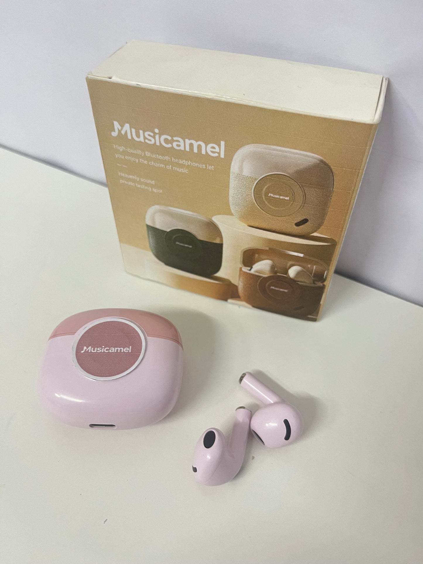 Musicamel Soft Pink True Wireless Bluetooth Headphones Exquisite & Portable Immersive Audio Item
