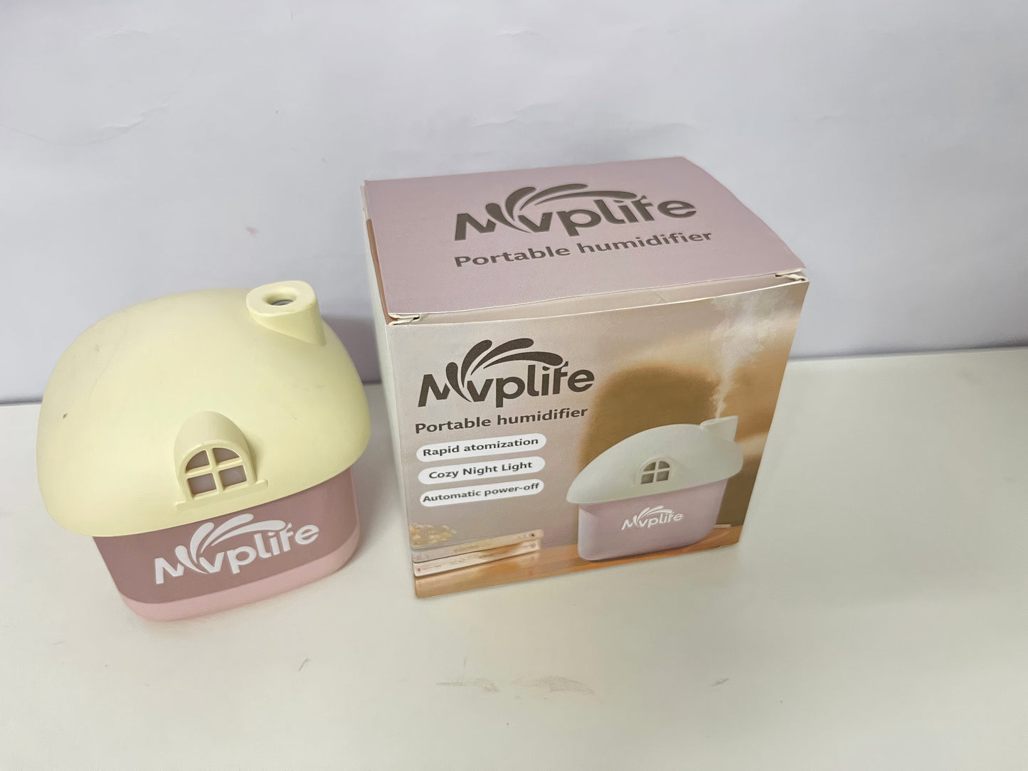 Mvplife Cute Cottage Portable Humidifier Multi-Functional Fresh Humidification + Cozy Night Light A Healing Moisturizing Item for Home/Office