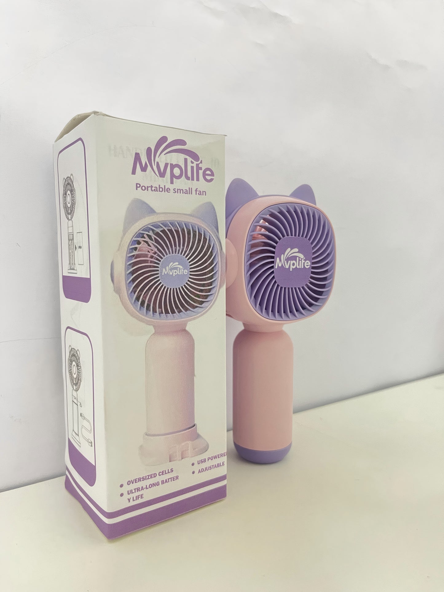 Mvplife Cute Cat Ear Handheld Fan Long Battery Life Style Cool On-the-Go A Lovely Cooling Companion for Summer Outings