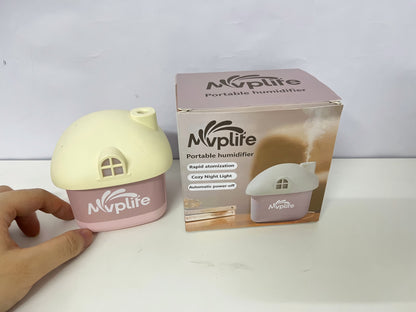 Mvplife Cute Cottage Portable Humidifier Multi-Functional Fresh Humidification + Cozy Night Light A Healing Moisturizing Item for Home/Office