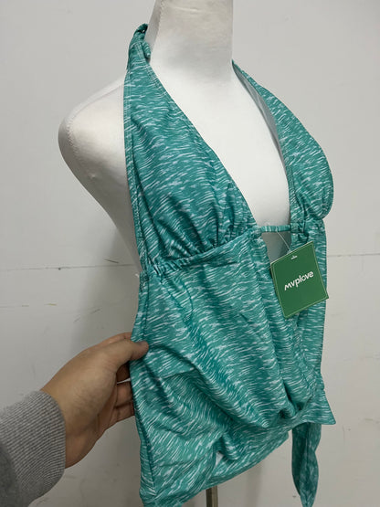 【Mvplove Marble Print Halter Swimsuit】—— Stylish & Adjustable Beachwear