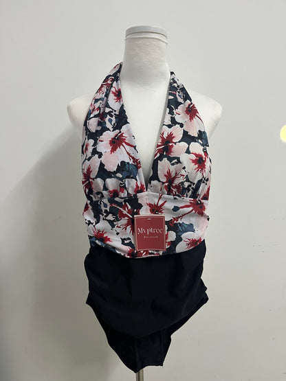 Mvptree Floral Halter Swimsuit - Vibrant Bloom Print Two-Piece for Beach & Pool