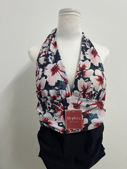 Mvptree Floral Halter Swimsuit - Vibrant Bloom Print Two-Piece for Beach & Pool