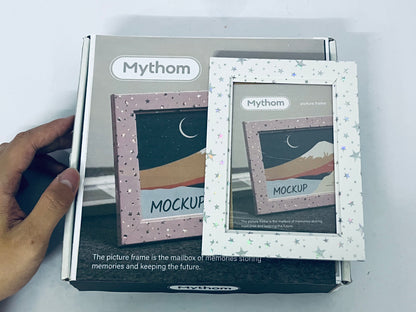 Mythom Wooden Frame - Moon & Stars You And I - Rustic Wooden Picture Frame For Desktop, Shelf, Counter Display, Men Women Gifts, Home Decor & Supplies (Vertical)
