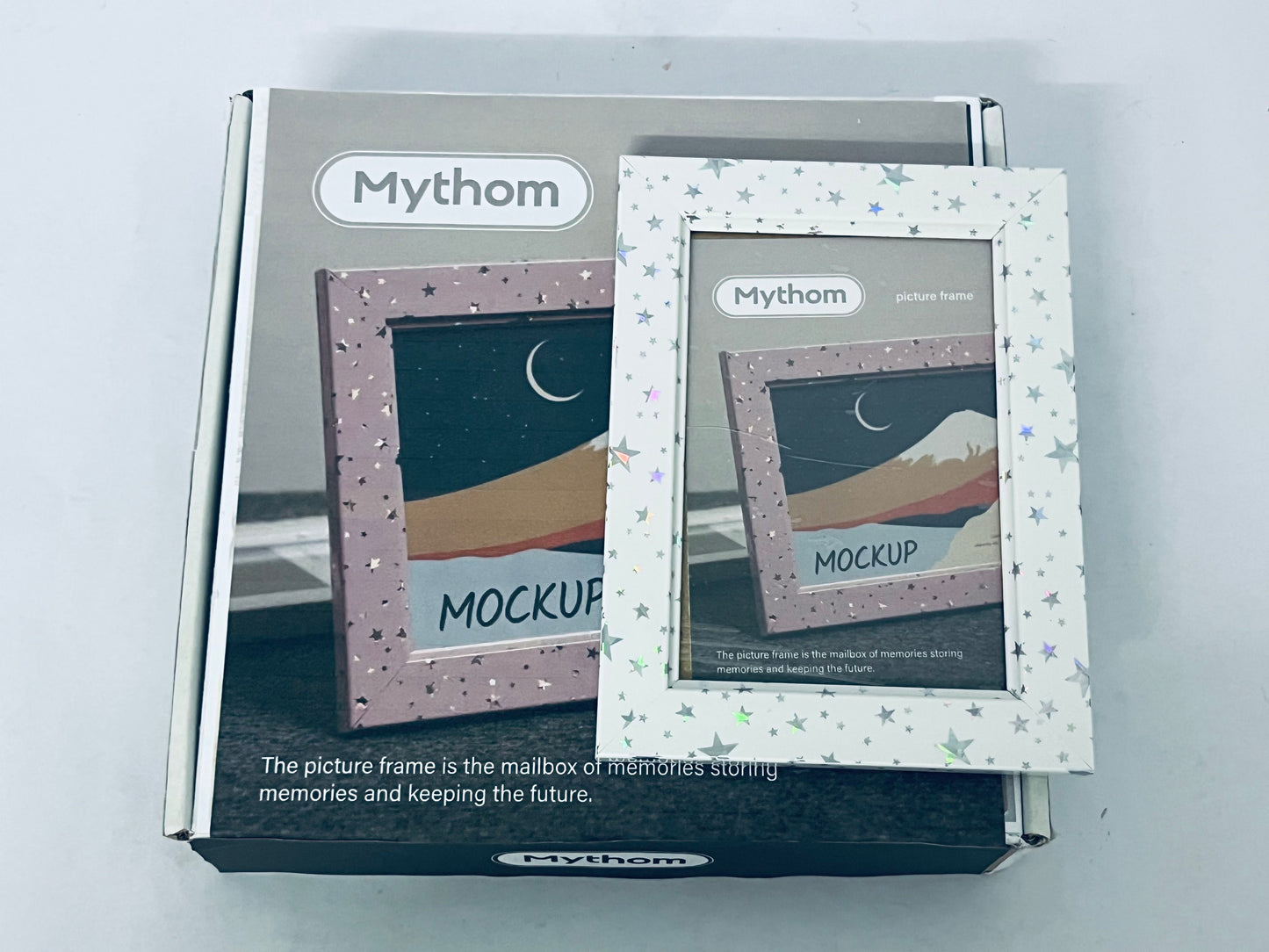Mythom Wooden Frame - Moon & Stars You And I - Rustic Wooden Picture Frame For Desktop, Shelf, Counter Display, Men Women Gifts, Home Decor & Supplies (Vertical)