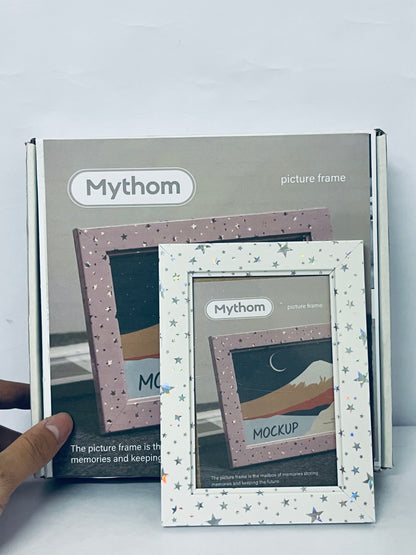 Mythom Wooden Frame - Moon & Stars You And I - Rustic Wooden Picture Frame For Desktop, Shelf, Counter Display, Men Women Gifts, Home Decor & Supplies (Vertical)