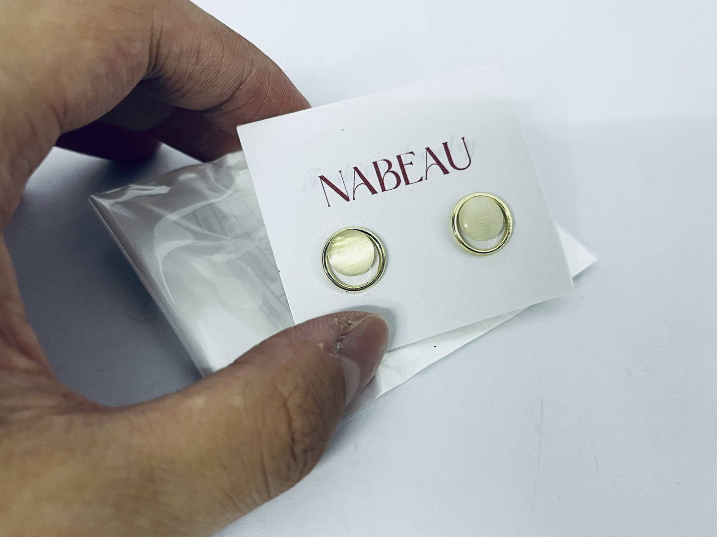 NABEAU Small Hypoallergenic Surgical Steel Earrings for Sensitive Ears - Flat Back Earrings for Women - 20G Tiny Cubic Zirconia Opal Hoop Studs