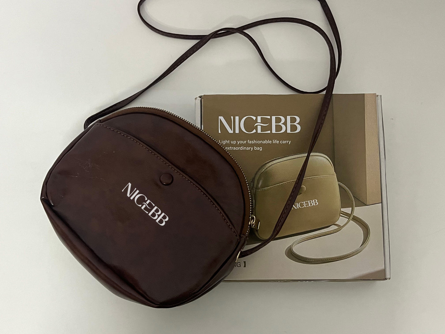 [NICEBB Crossbody bags]—— NICEBB Vintage Waxed Leather Crossbody Bag - Versatile Commute Shoulder Bag