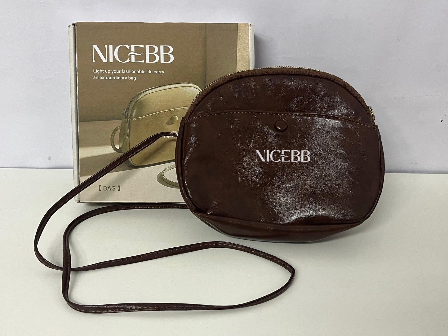 [NICEBB Crossbody bags]—— NICEBB Vintage Waxed Leather Crossbody Bag - Versatile Commute Shoulder Bag