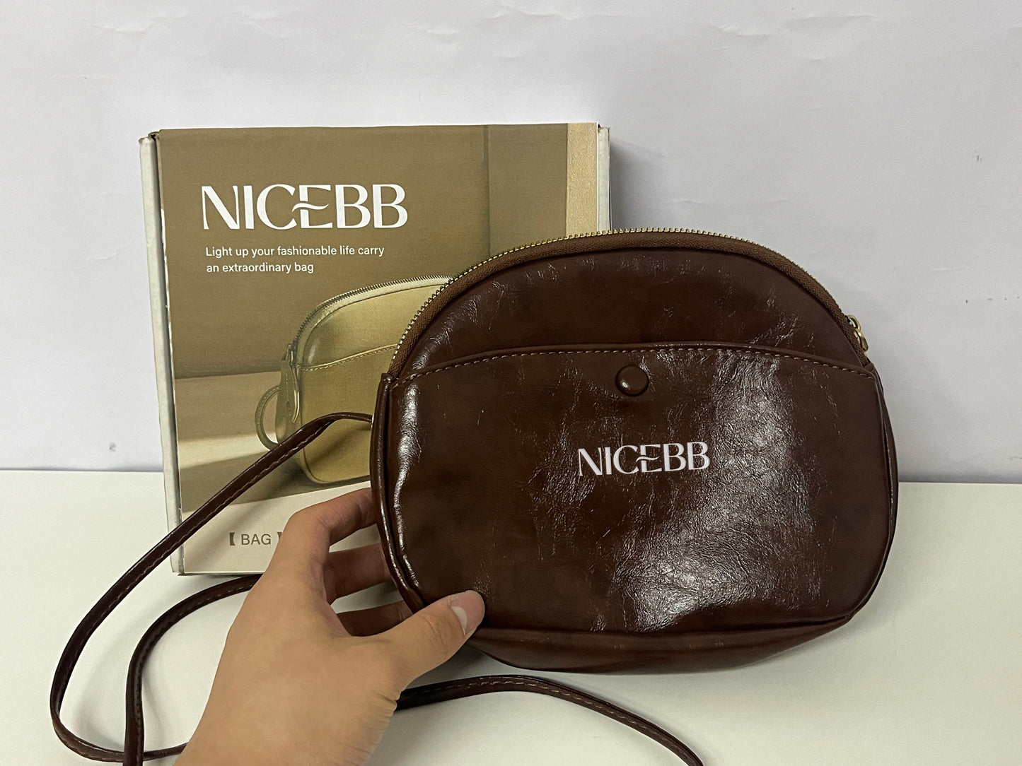 [NICEBB Crossbody bags]—— NICEBB Vintage Waxed Leather Crossbody Bag - Versatile Commute Shoulder Bag