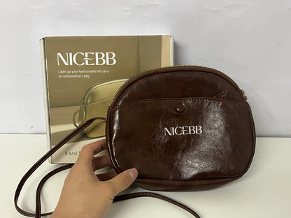 [NICEBB Crossbody bags]—— NICEBB Vintage Waxed Leather Crossbody Bag - Versatile Commute Shoulder Bag