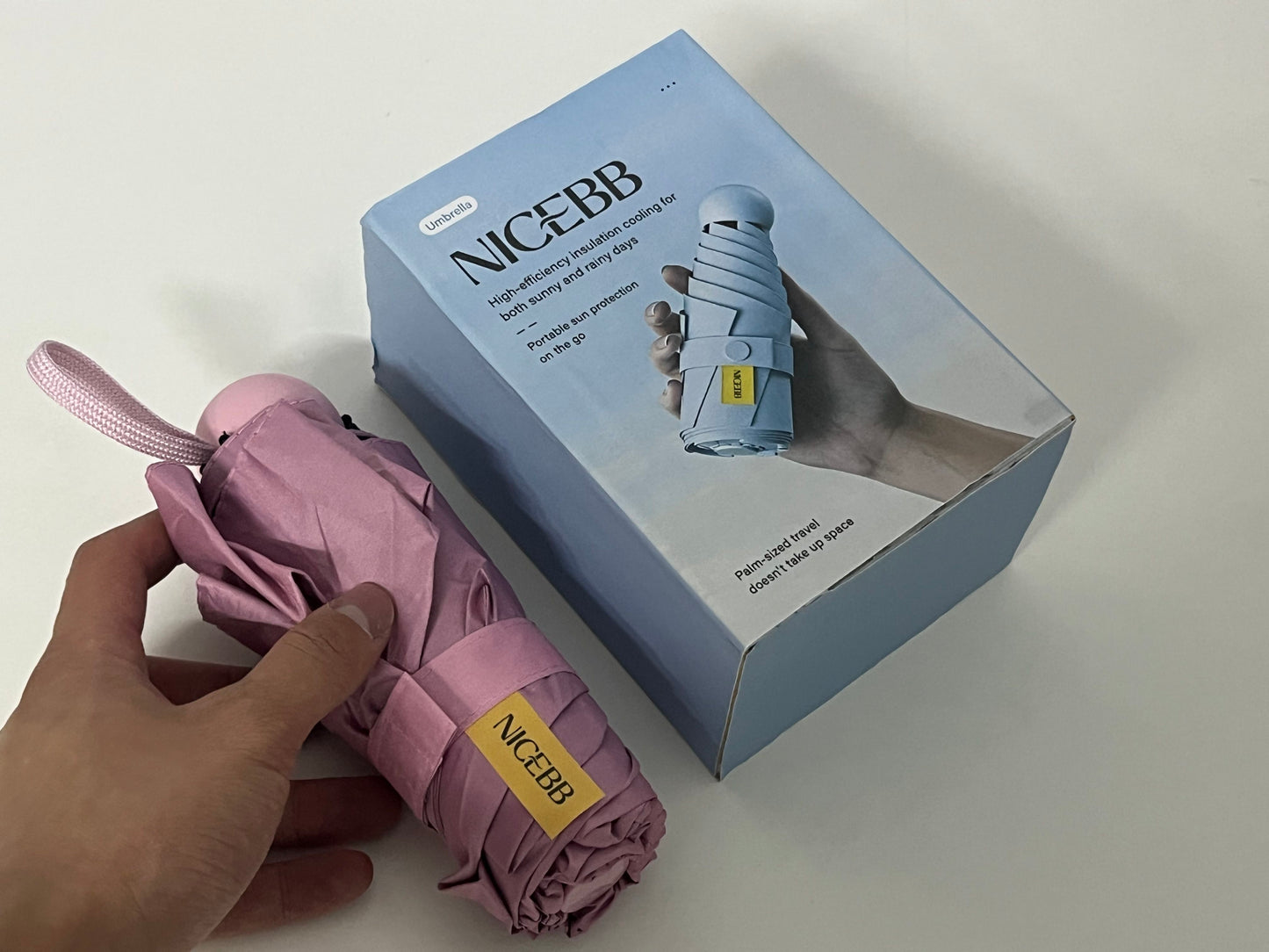 [NICEBB Umbrellas]——NICEBB Palm-Sized 6-Fold UV Protection Umbrella - Mini Portable Sun & Rain Umbrella