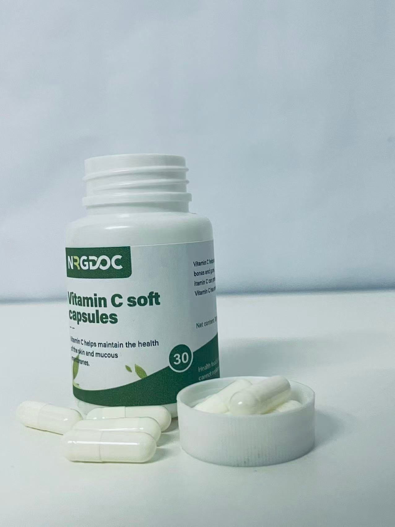 NRGDOC Vitamin C Soft Capsules 30-Count Gentle & Easy to Absorb A Daily Nutritional Choice for Skin & Mucous Membrane Health