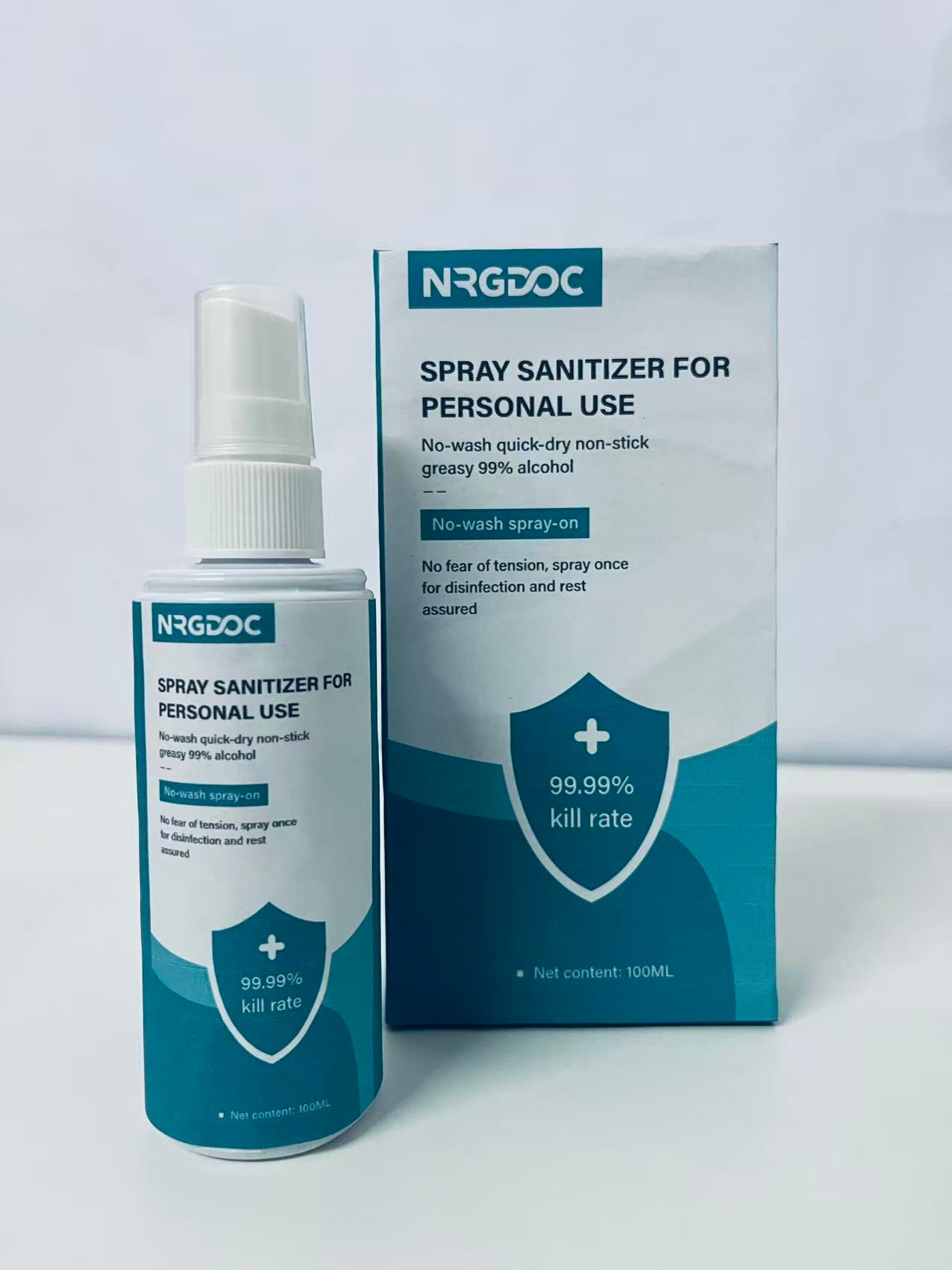 NRGDOC Personal Portable Sanitizer Spray 100ML 99% Alcohol Formula No-Wash Quick-Dry A Reliable Companion for Daily Protection
