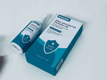 NRGDOC Personal Portable Sanitizer Spray 100ML 99% Alcohol Formula No-Wash Quick-Dry A Reliable Companion for Daily Protection