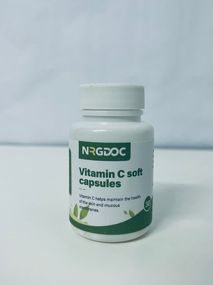 NRGDOC Vitamin C Soft Capsules 30-Count Gentle & Easy to Absorb A Daily Nutritional Choice for Skin & Mucous Membrane Health
