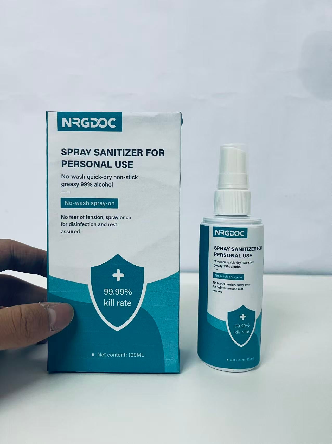NRGDOC Personal Portable Sanitizer Spray 100ML 99% Alcohol Formula No-Wash Quick-Dry A Reliable Companion for Daily Protection