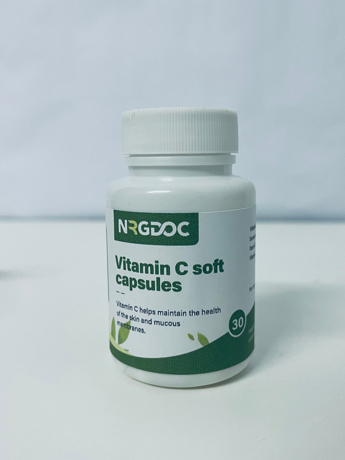 NRGDOC Vitamin C Soft Capsules 30-Count Gentle & Easy to Absorb A Daily Nutritional Choice for Skin & Mucous Membrane Health