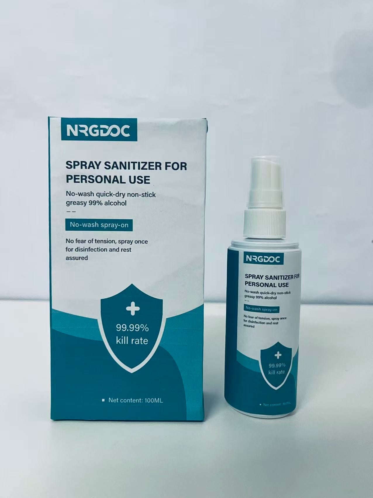 NRGDOC Personal Portable Sanitizer Spray 100ML 99% Alcohol Formula No-Wash Quick-Dry A Reliable Companion for Daily Protection