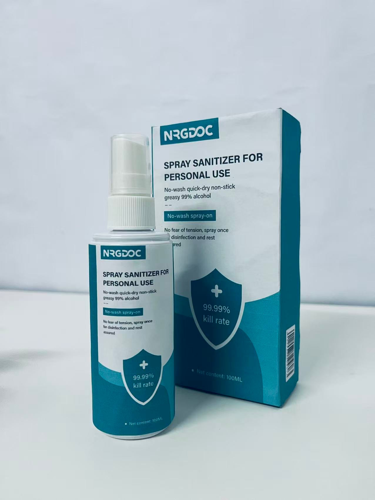 NRGDOC Personal Portable Sanitizer Spray 100ML 99% Alcohol Formula No-Wash Quick-Dry A Reliable Companion for Daily Protection
