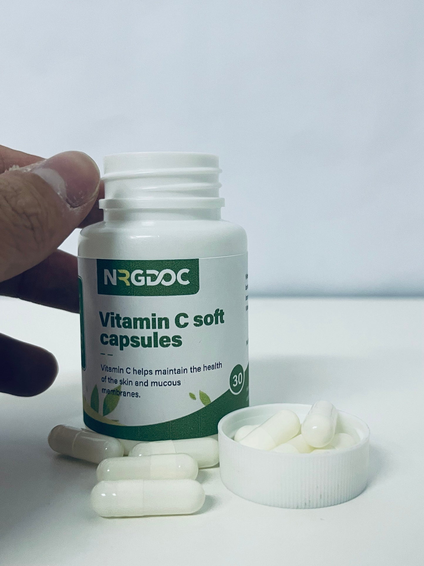 NRGDOC Vitamin C Soft Capsules 30-Count Gentle & Easy to Absorb A Daily Nutritional Choice for Skin & Mucous Membrane Health