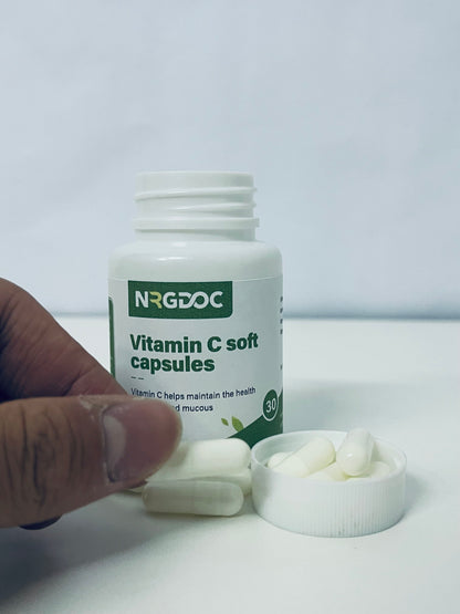 NRGDOC Vitamin C Soft Capsules 30-Count Gentle & Easy to Absorb A Daily Nutritional Choice for Skin & Mucous Membrane Health