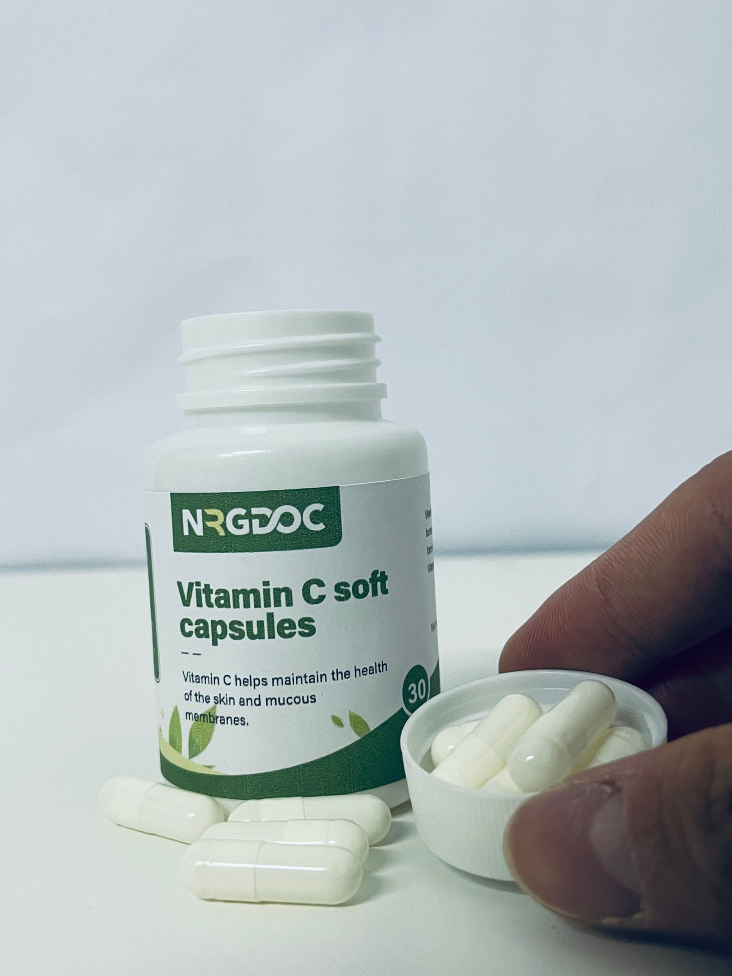 NRGDOC Vitamin C Soft Capsules 30-Count Gentle & Easy to Absorb A Daily Nutritional Choice for Skin & Mucous Membrane Health