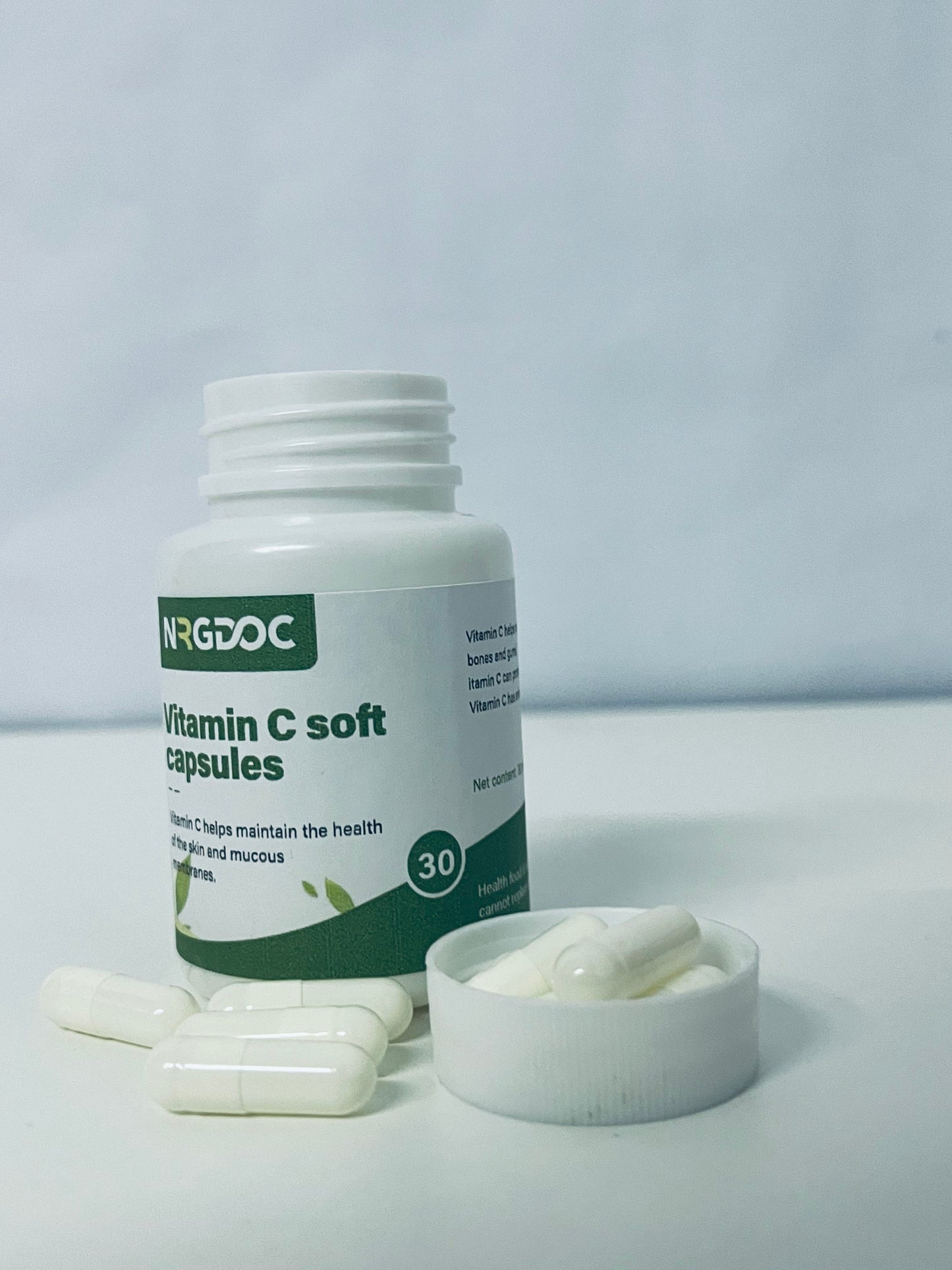 NRGDOC Vitamin C Soft Capsules 30-Count Gentle & Easy to Absorb A Daily Nutritional Choice for Skin & Mucous Membrane Health