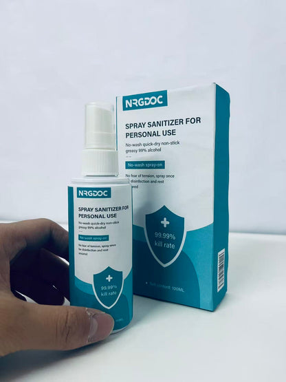NRGDOC Personal Portable Sanitizer Spray 100ML 99% Alcohol Formula No-Wash Quick-Dry A Reliable Companion for Daily Protection