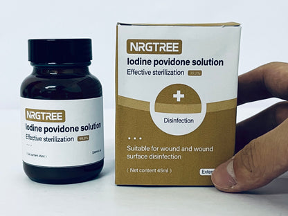 NRGTREE Povidone-Iodine Scrub Solution, Antiseptic Solution for Skin and Mucosa, Ideal for Surgical Site Preparation, Contains Povidone Iodine 7.5%, 45ml, 1 Bottle