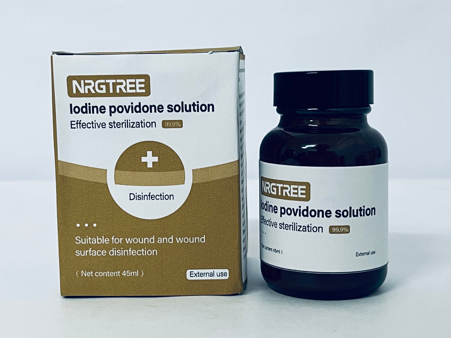 NRGTREE Povidone-Iodine Scrub Solution, Antiseptic Solution for Skin and Mucosa, Ideal for Surgical Site Preparation, Contains Povidone Iodine 7.5%, 45ml, 1 Bottle