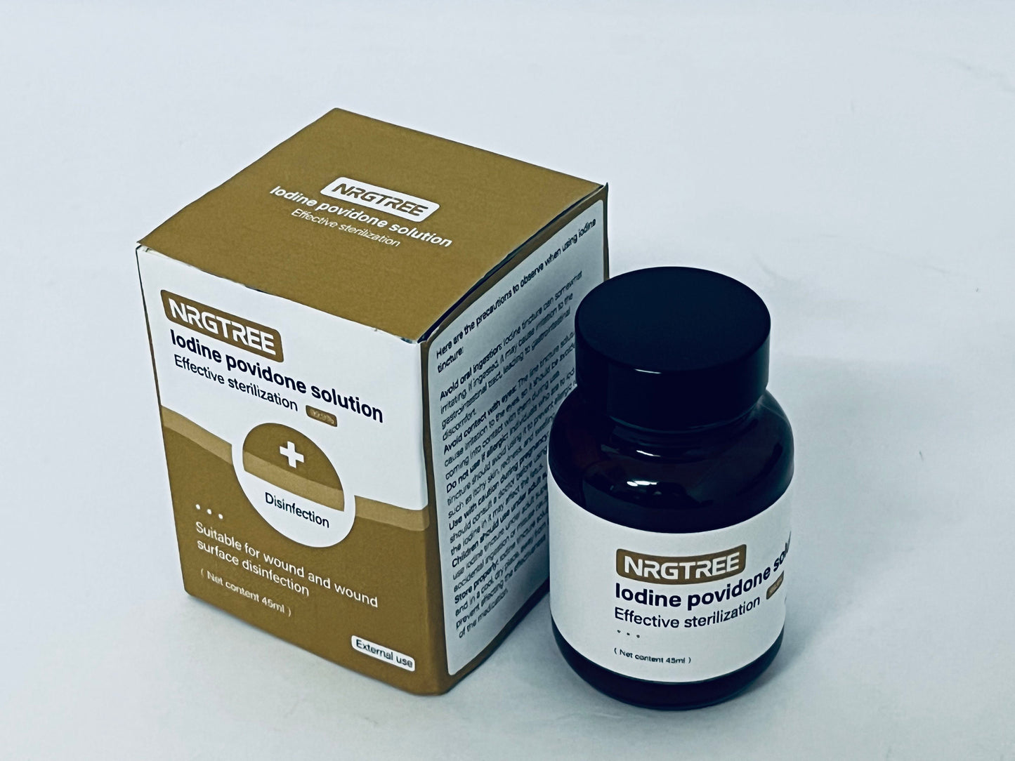 NRGTREE Povidone-Iodine Scrub Solution, Antiseptic Solution for Skin and Mucosa, Ideal for Surgical Site Preparation, Contains Povidone Iodine 7.5%, 45ml, 1 Bottle