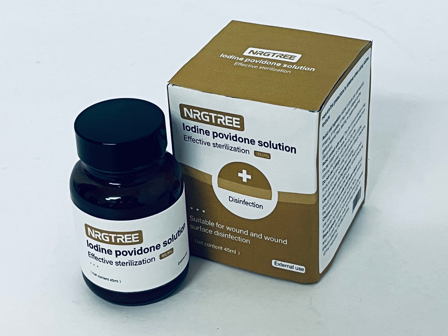 NRGTREE Povidone-Iodine Scrub Solution, Antiseptic Solution for Skin and Mucosa, Ideal for Surgical Site Preparation, Contains Povidone Iodine 7.5%, 45ml, 1 Bottle