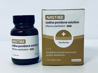 NRGTREE Povidone-Iodine Scrub Solution, Antiseptic Solution for Skin and Mucosa, Ideal for Surgical Site Preparation, Contains Povidone Iodine 7.5%, 45ml, 1 Bottle