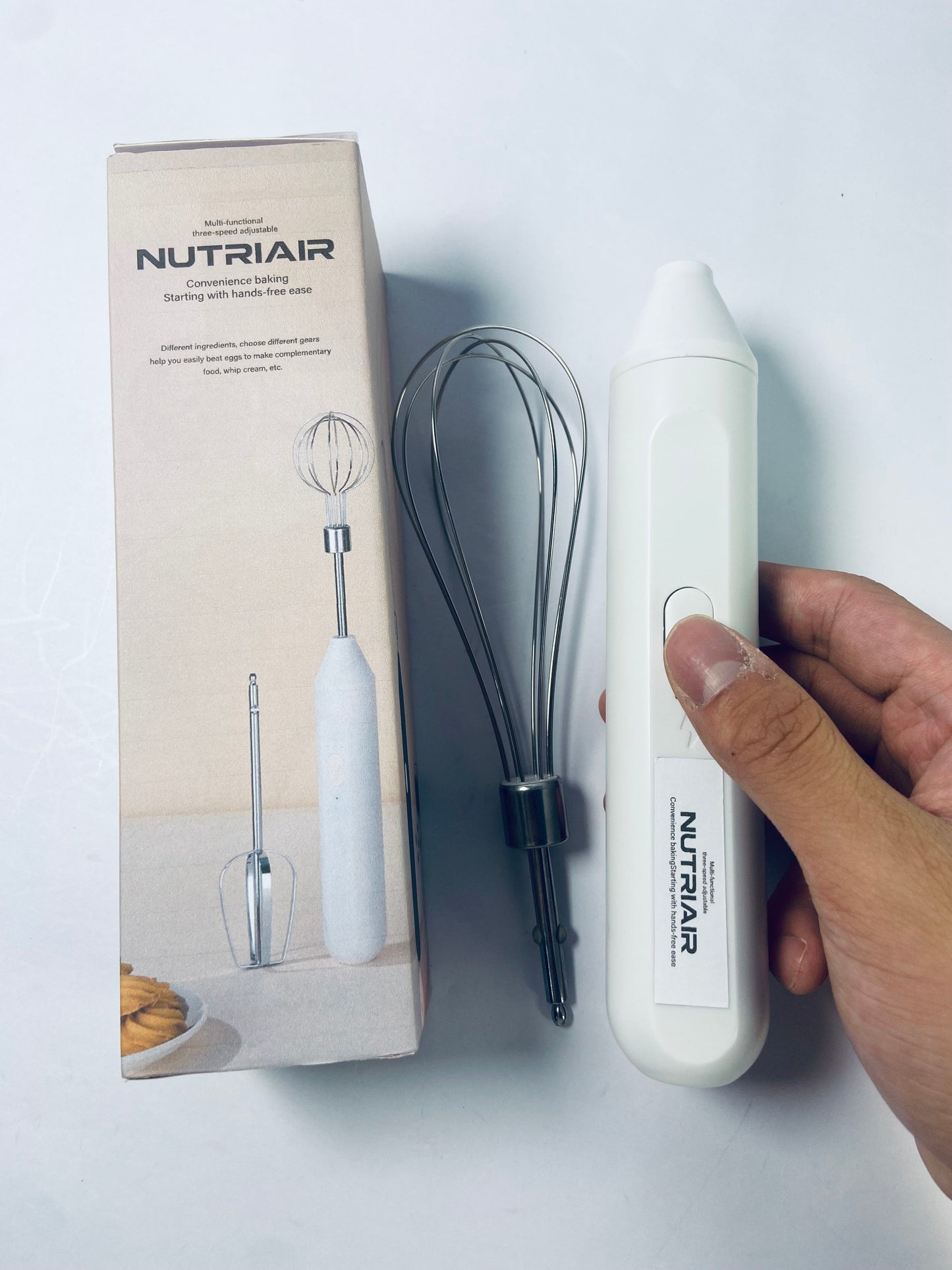 NUTRIAIR Handheld USB Charging Electric Egg Beater Portable Stainless Steel Milk Frother Kitchen Bar Supplies