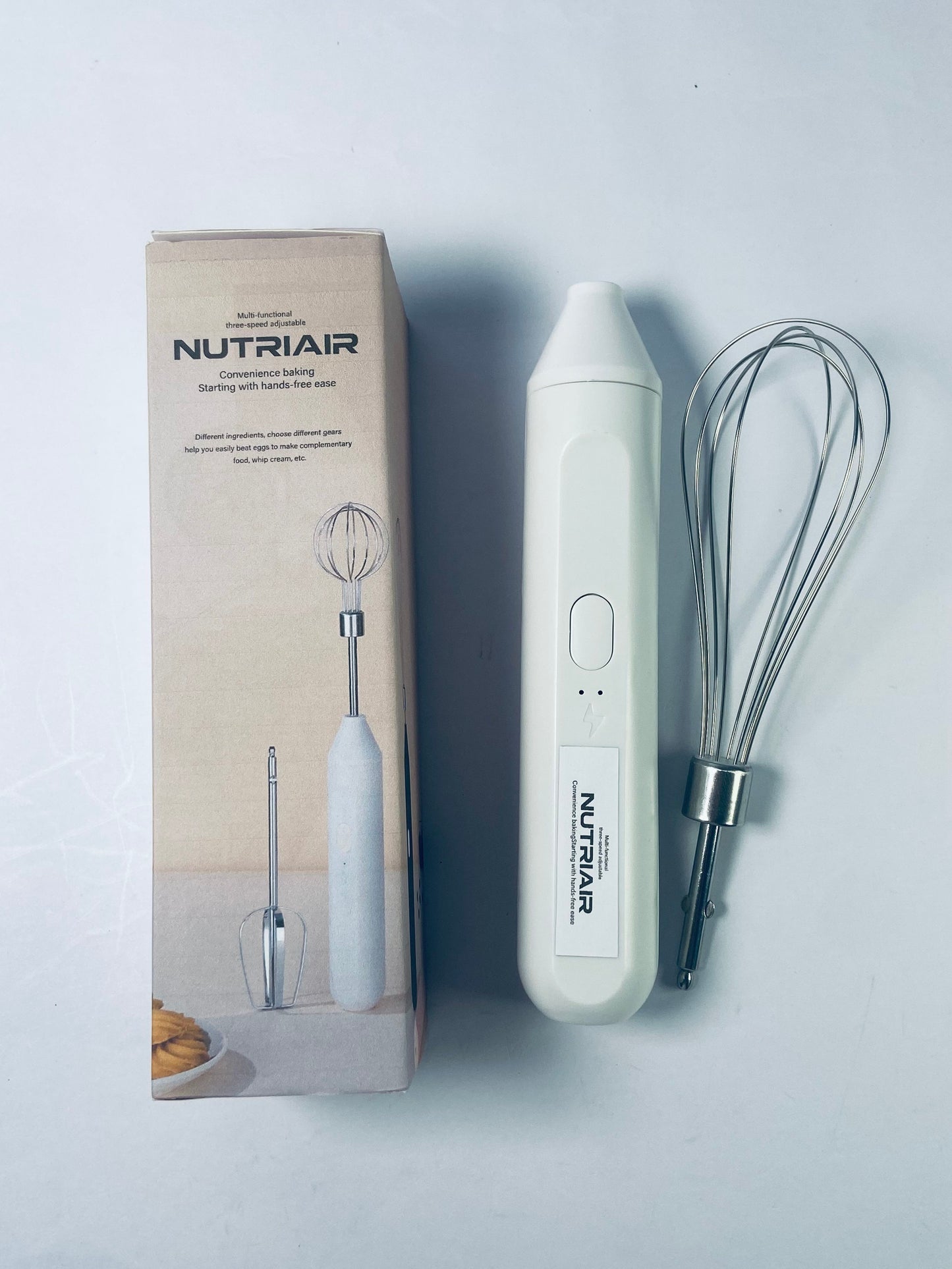 NUTRIAIR Handheld USB Charging Electric Egg Beater Portable Stainless Steel Milk Frother Kitchen Bar Supplies