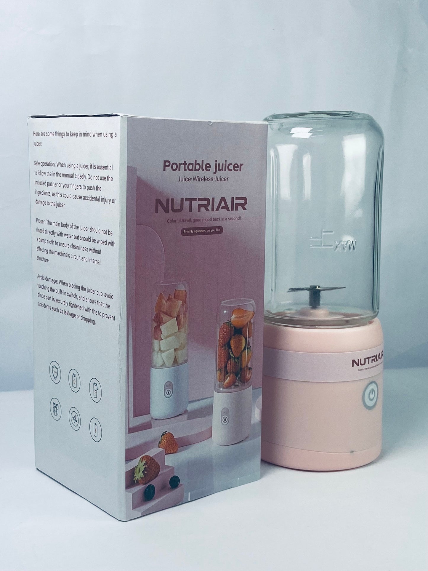 NUTRIAIR Portable Blender 14oz for Juices & Smoothies with 4 blades Puwerful performances Fusion Blender  USB Rechargeable