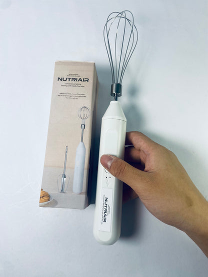 NUTRIAIR Handheld USB Charging Electric Egg Beater Portable Stainless Steel Milk Frother Kitchen Bar Supplies