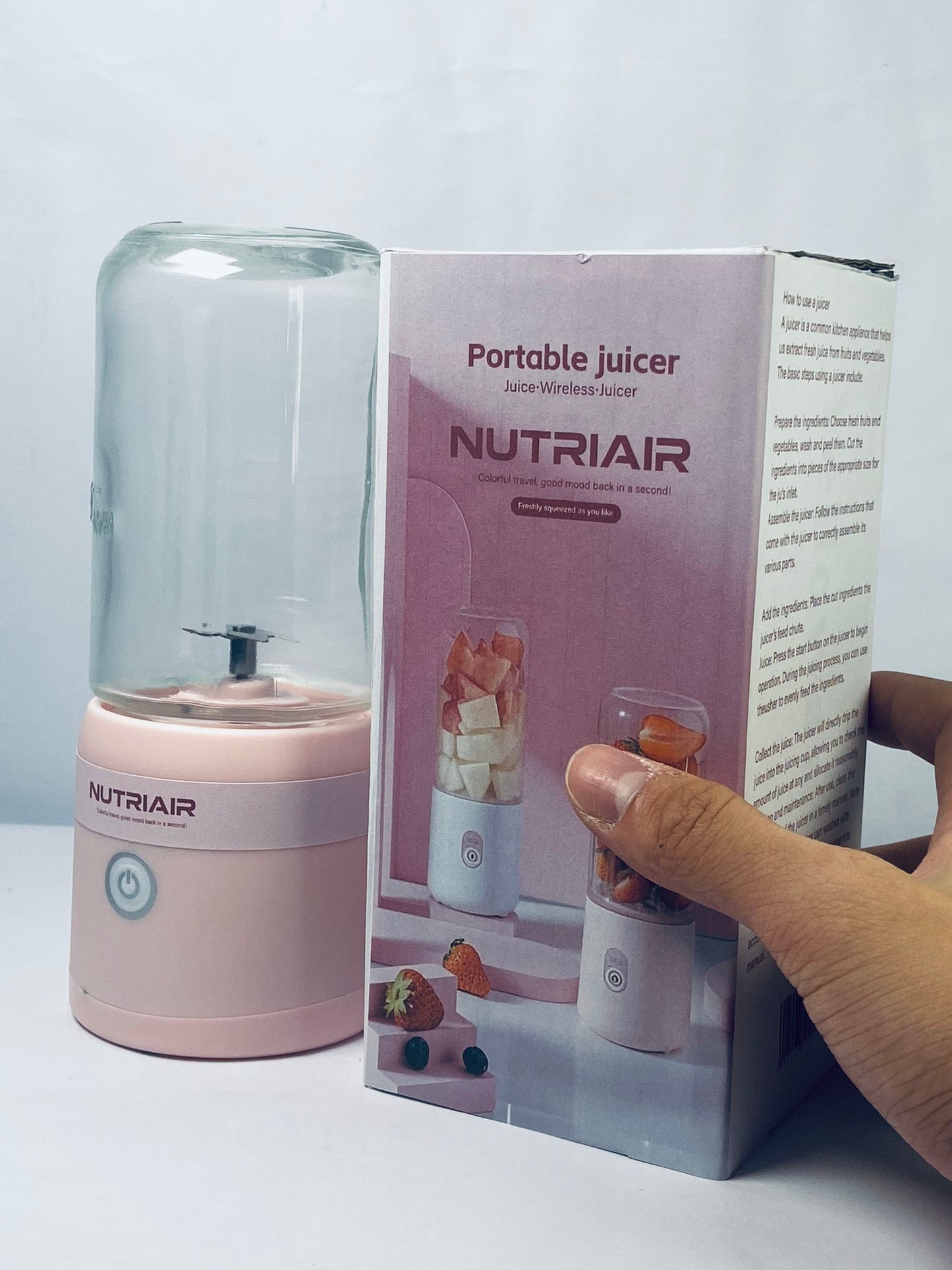 NUTRIAIR Portable Blender 14oz for Juices & Smoothies with 4 blades Puwerful performances Fusion Blender  USB Rechargeable