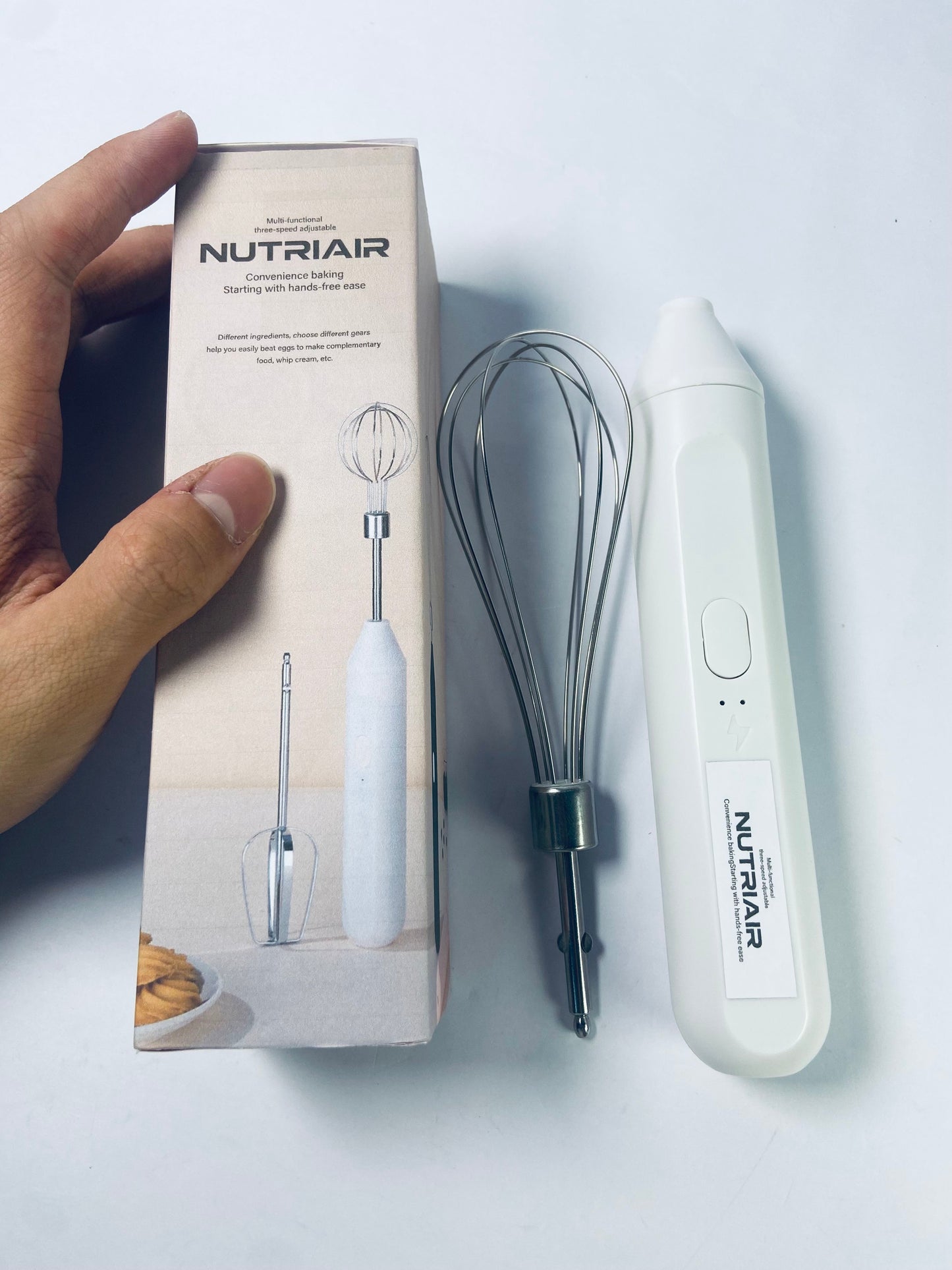 NUTRIAIR Handheld USB Charging Electric Egg Beater Portable Stainless Steel Milk Frother Kitchen Bar Supplies