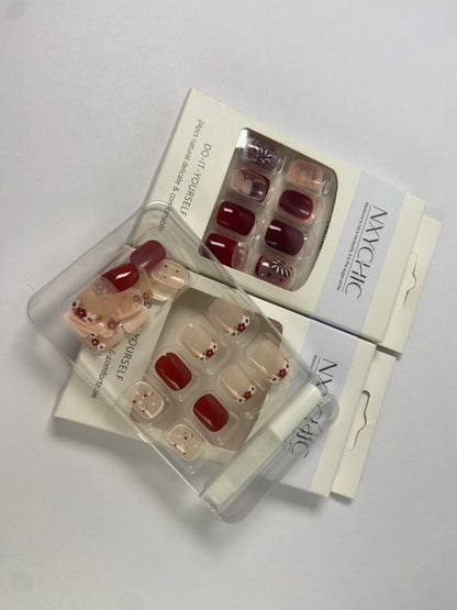 NXYCHIC False nails Christmas Red Press on Nails Short Square Full Cover Gel Nails for New Year Gift