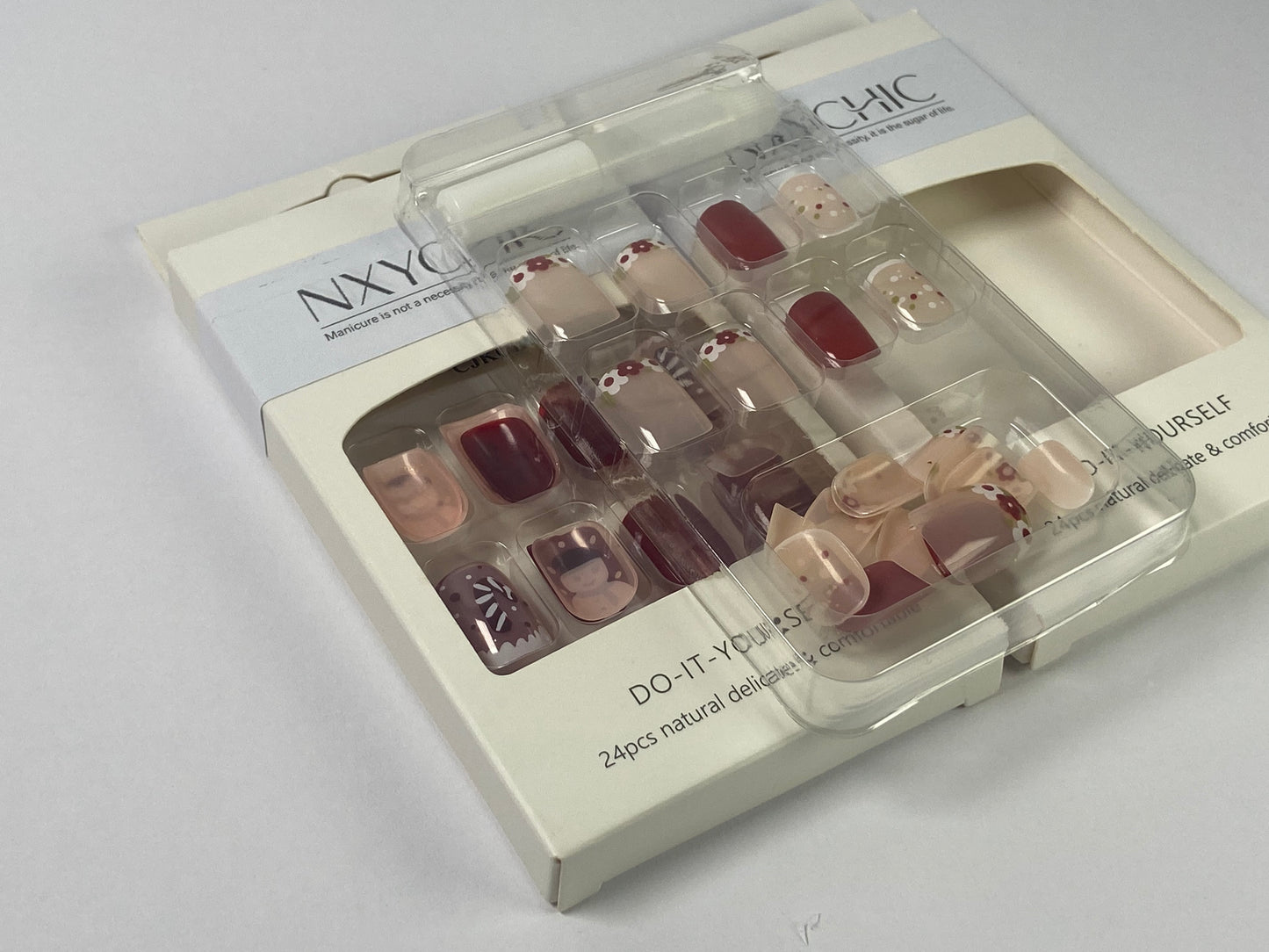NXYCHIC False nails Christmas Red Press on Nails Short Square Full Cover Gel Nails for New Year Gift