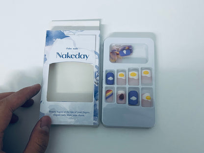 Nakeday Hand-Painted Art False Nails: Healing Aesthetics for Your Fingertips