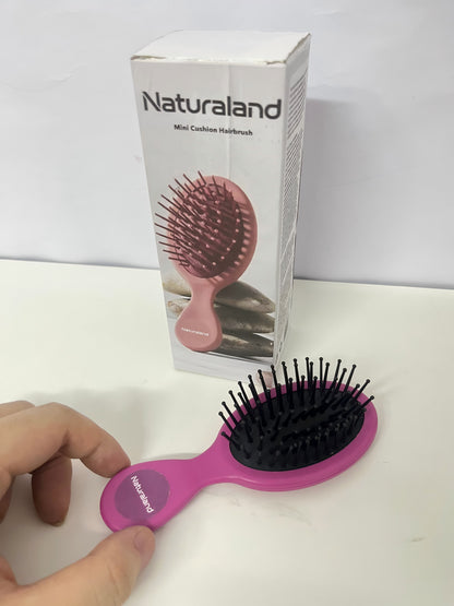 Naturaland Mini Cushion Hairbrush Portable Style Detangle & Scalp Massage A Daily Styling & Hair Care Essential